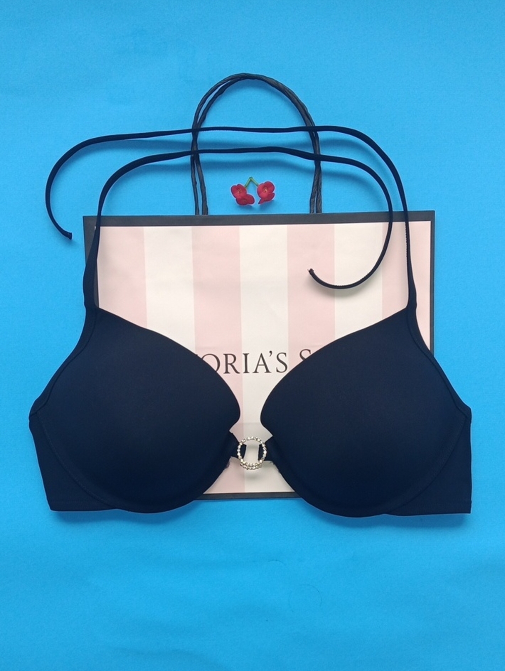 Victoria's Secret Swim Black Push-Up Bra with Center Embellishment Size36C